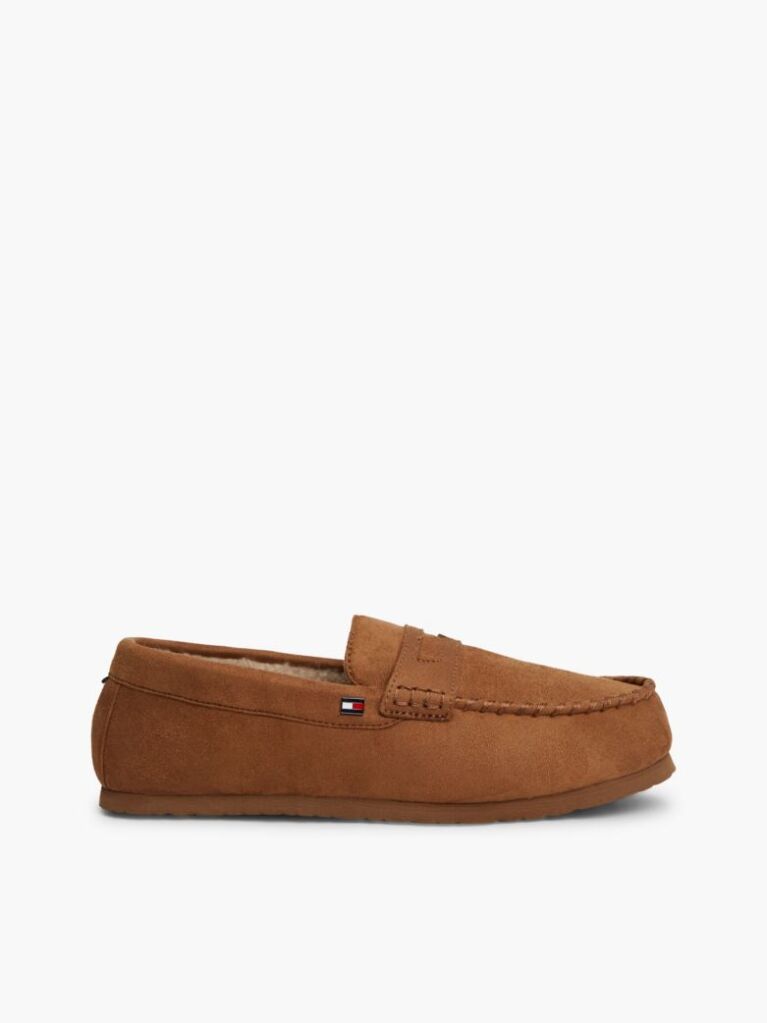 Brown Flag Embroidery Driver Slippers  Men