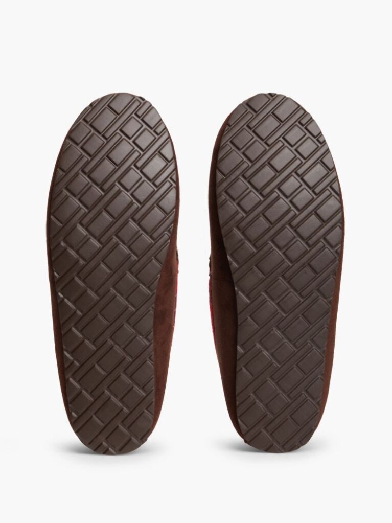Brown Check Collar Slippers  Men