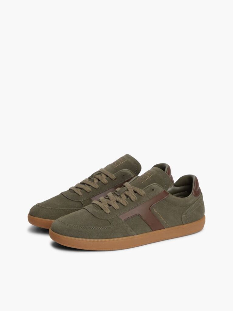 Green Suede Mixed Texture Sneakers  Men