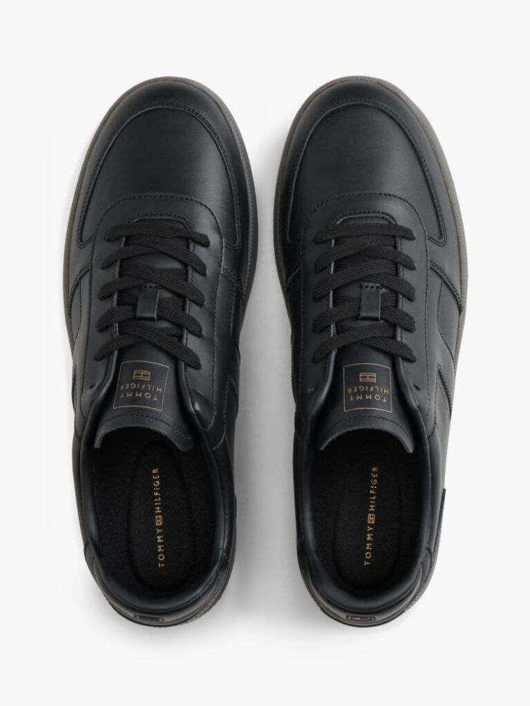Μαύρο Δερμάτινα Sneakers Με Λογότυπο  Άνδρες