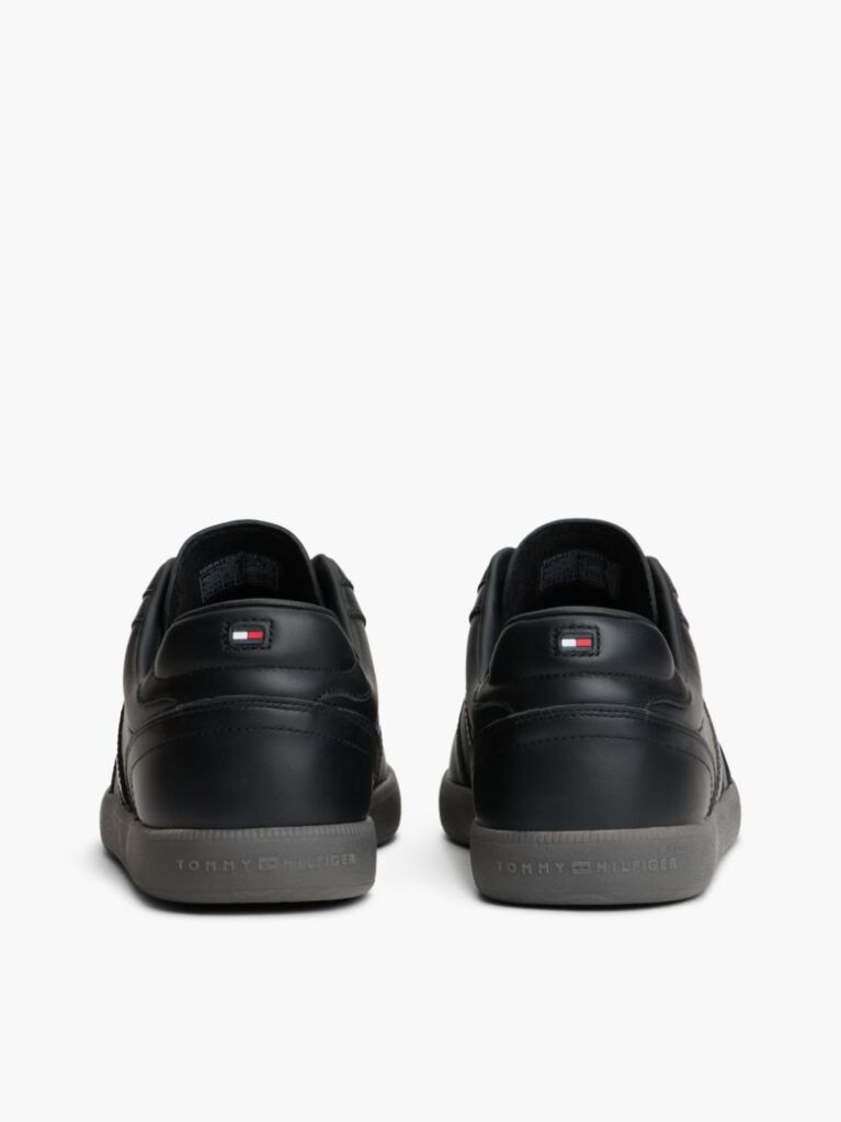 Μαύρο Δερμάτινα Sneakers Με Λογότυπο  Άνδρες