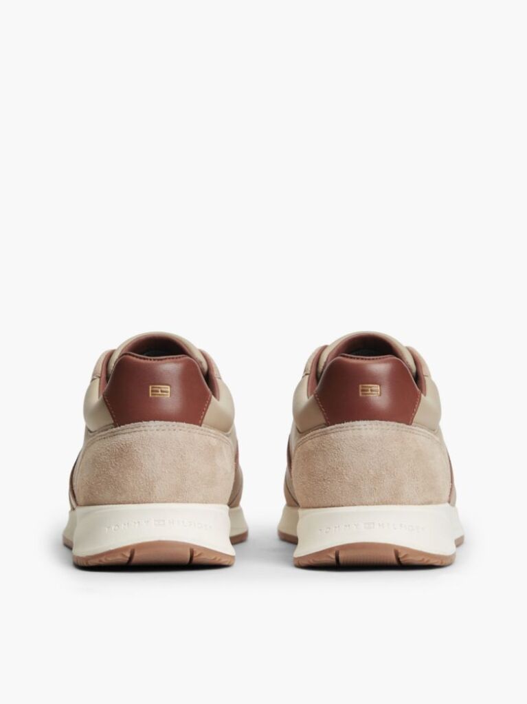 Μπεζ Δερμάτινα Sneakers Με Μίξη Υφών  Άνδρες
