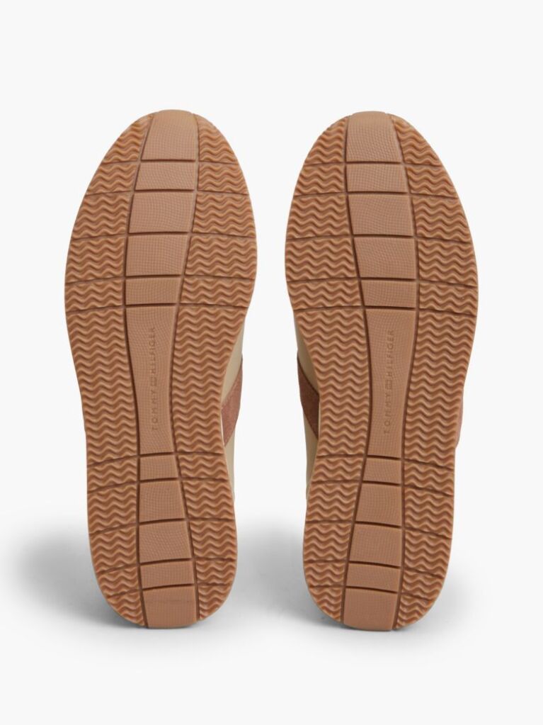 Μπεζ Δερμάτινα Sneakers Με Μίξη Υφών  Άνδρες