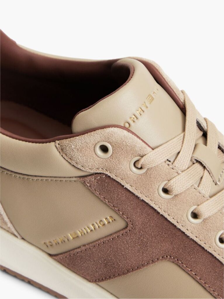 Μπεζ Δερμάτινα Sneakers Με Μίξη Υφών  Άνδρες