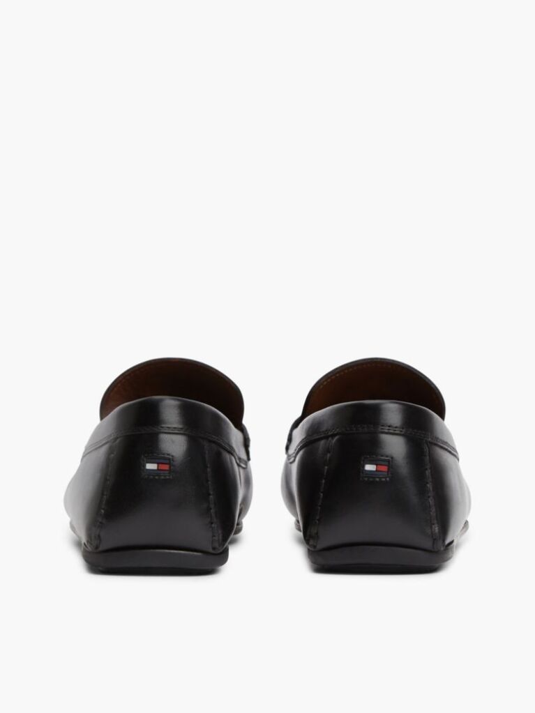 Black Flag Plaque Leather Driver Shoes  Men