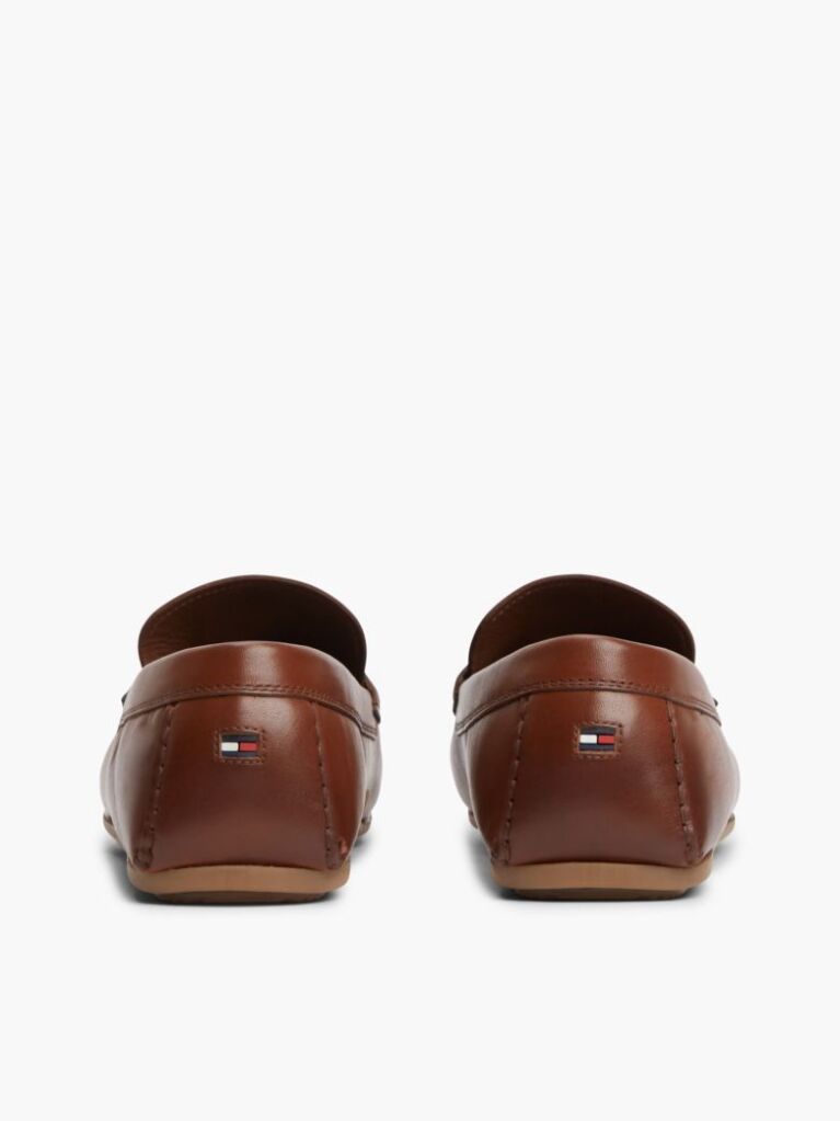 Brown Flag Plaque Leather Driver Shoes  Men
