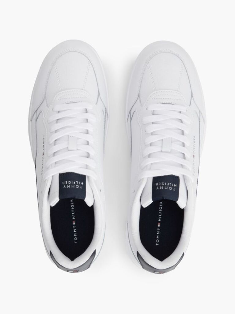 Άσπρο Δερμάτινα Sneakers Basketball Με Global Ριγέ Λεπτομέρεια  Άνδρες