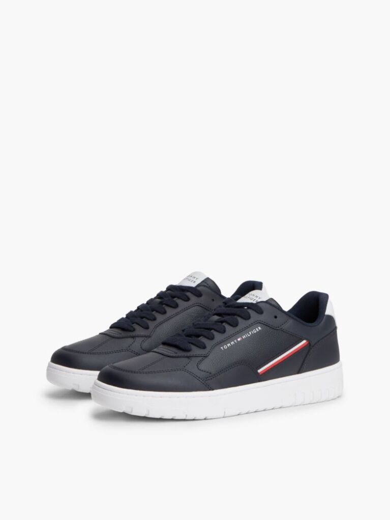 Blue Global Stripe Basketball Sneakers With Leather  Men