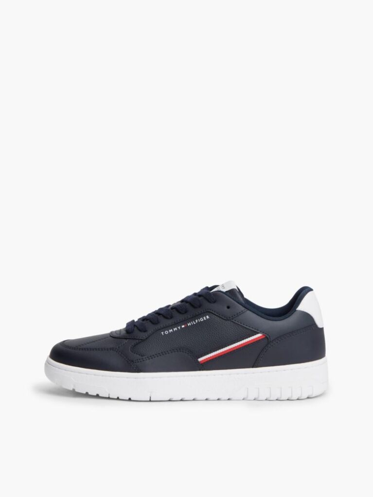 Blue Global Stripe Basketball Sneakers With Leather  Men