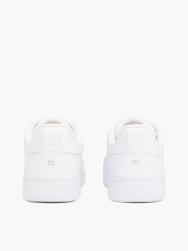 White Leather Cupsole Court Sneakers  Women