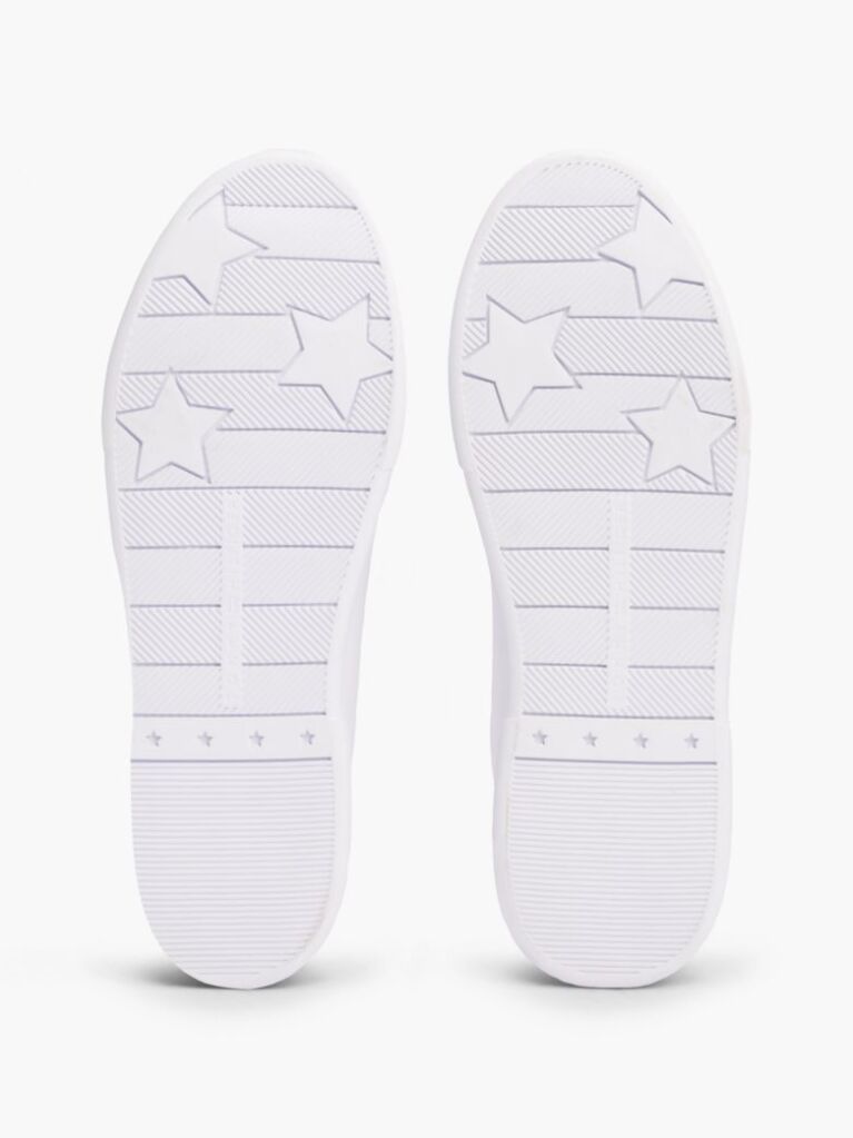 White Leather Cupsole Court Sneakers  Women