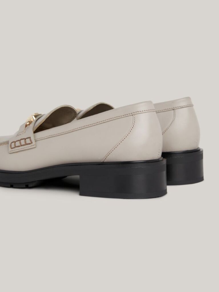 Beige TH Monogram Leather Loafers  Women