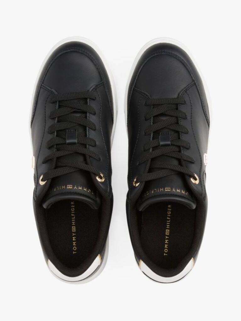 Μαύρο TH Monogram Δερμάτινα Sneakers  Γυναίκες