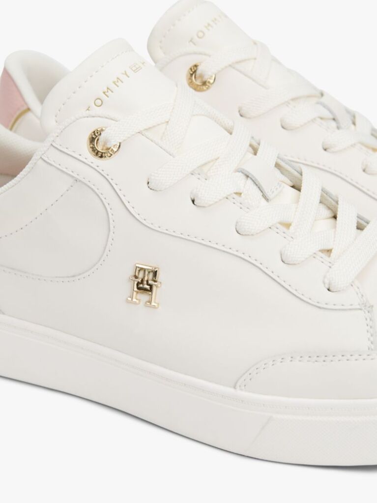 Άσπρο TH Monogram Δερμάτινα Sneakers  Γυναίκες