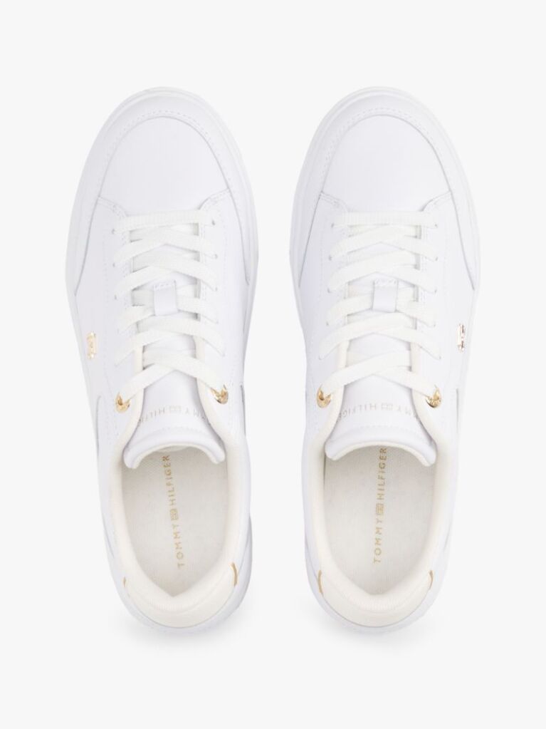 Άσπρο TH Monogram Δερμάτινα Sneakers  Γυναίκες