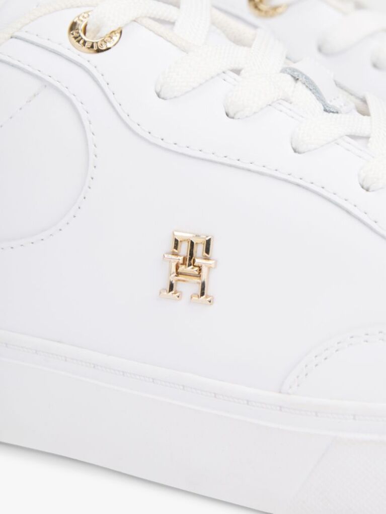 Άσπρο TH Monogram Δερμάτινα Sneakers  Γυναίκες