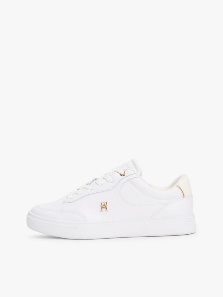 Άσπρο TH Monogram Δερμάτινα Sneakers  Γυναίκες