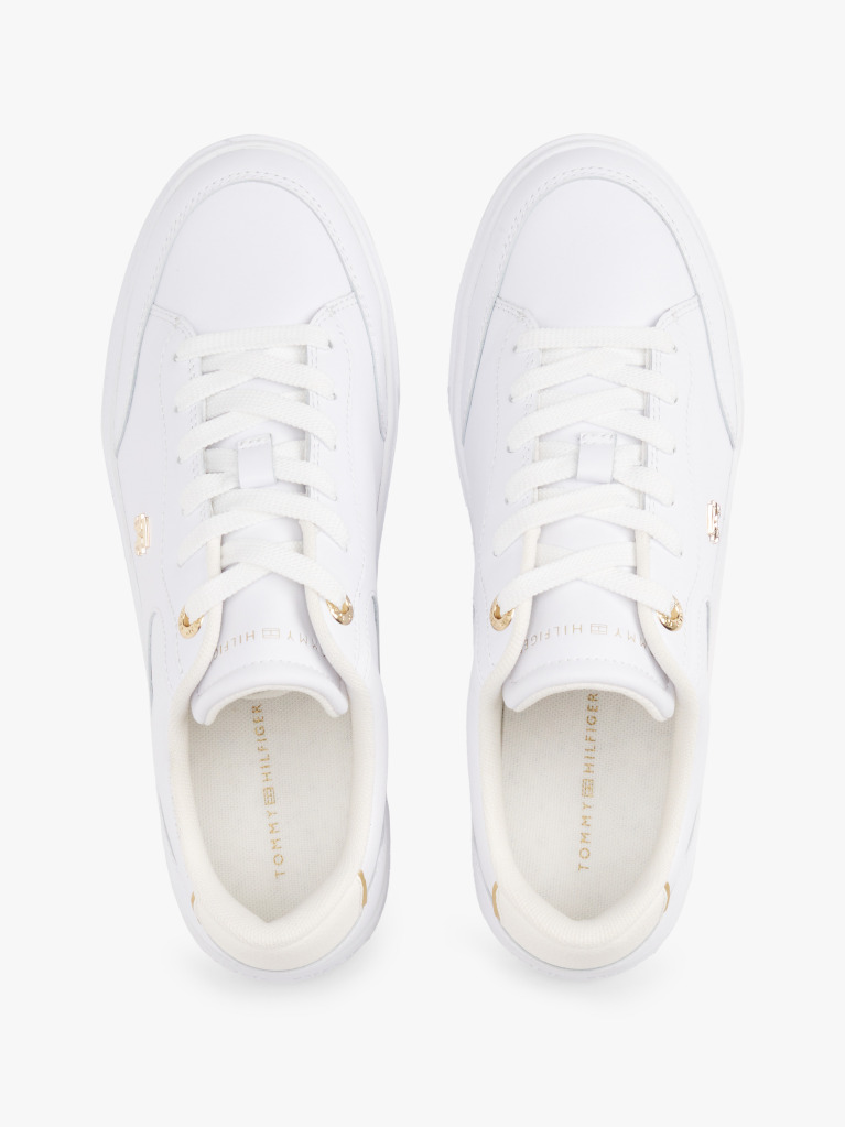 Άσπρο TH Monogram Δερμάτινα Sneakers  Γυναίκες