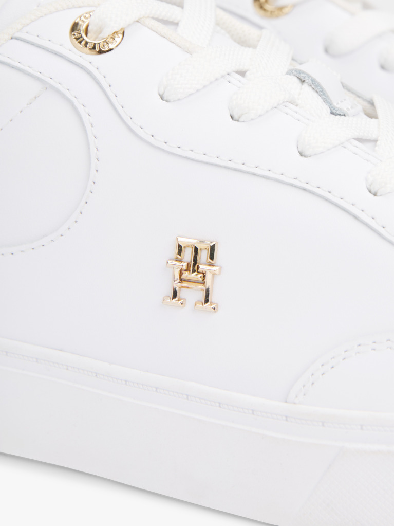 Άσπρο TH Monogram Δερμάτινα Sneakers  Γυναίκες