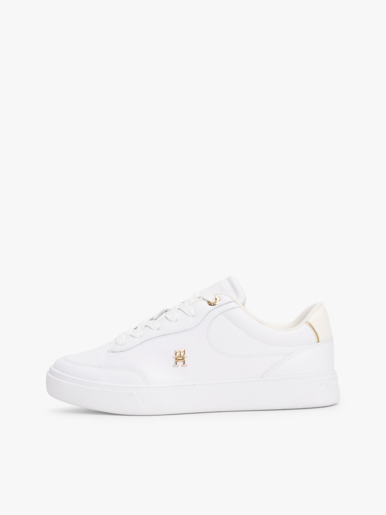 Άσπρο TH Monogram Δερμάτινα Sneakers  Γυναίκες