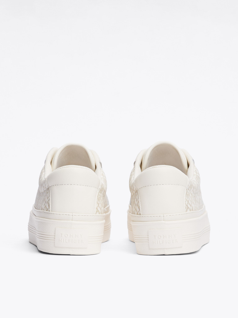 Μπεζ TH Monogram Δερμάτινα Sneakers Με Πάτο Flatform  Γυναίκες