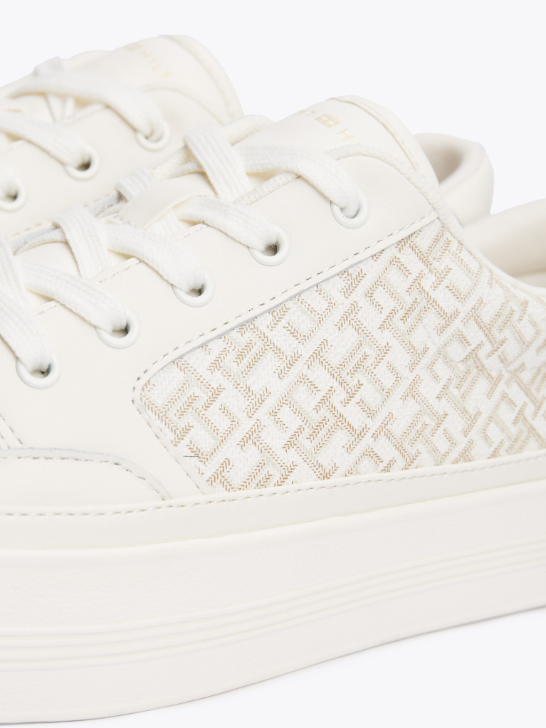 Μπεζ TH Monogram Δερμάτινα Sneakers Με Πάτο Flatform  Γυναίκες