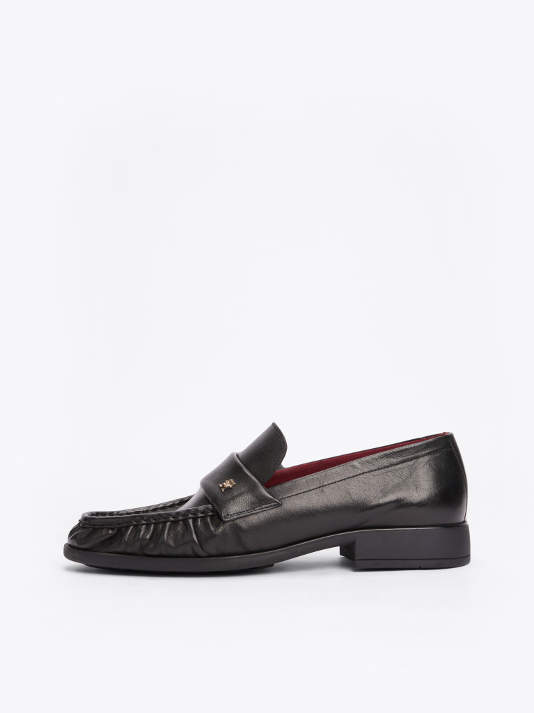 Μαύρο TH Monogram Δερμάτινα Loafers  Γυναίκες