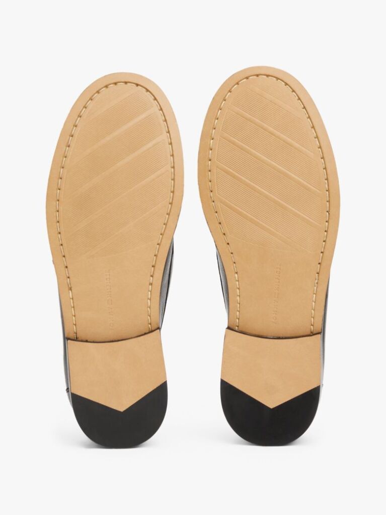 Black Leather Horsebit Loafers  Women