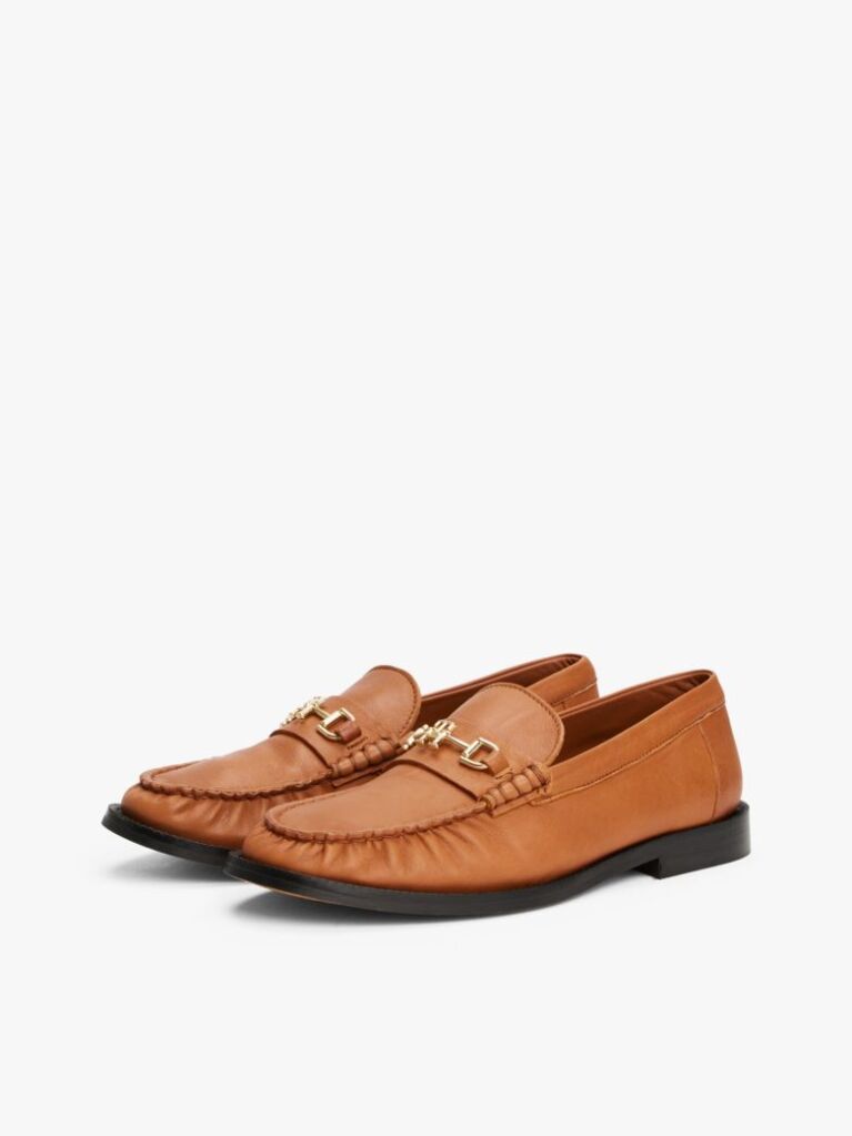 Καφέ Δερμάτινα Horsebit Loafers  Γυναίκες
