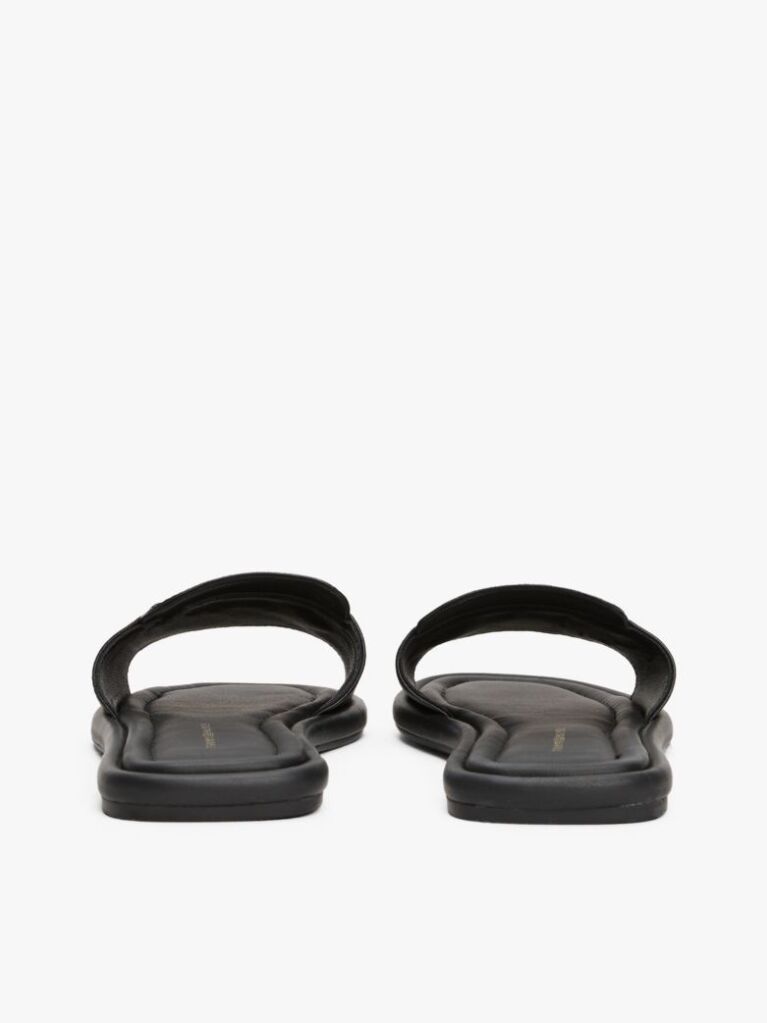 Black Leather Horsebit Mules  Women