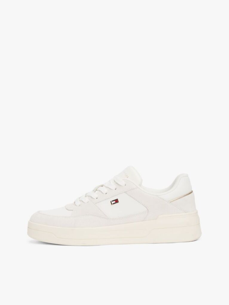 Beige Mixed Texture Basketball Trainers  Women