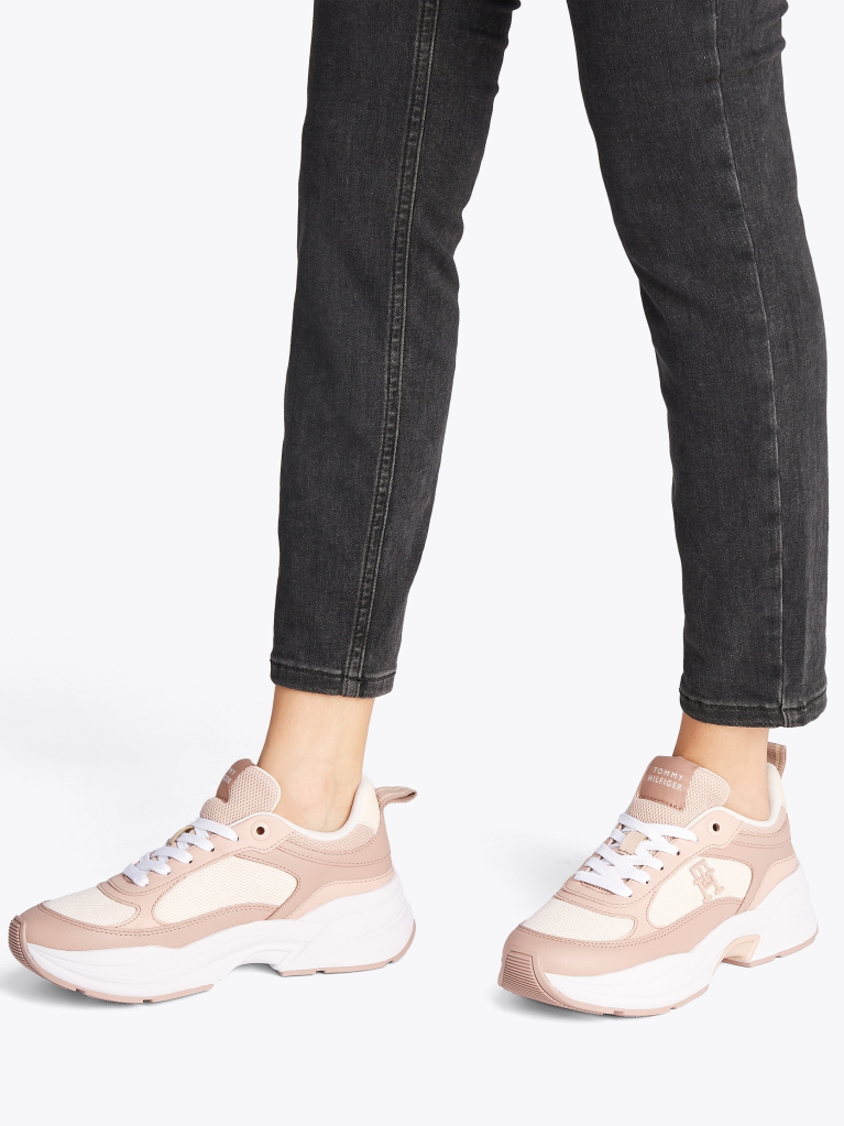 Multi Leather Mixed Texture Chunky Trainers  Women