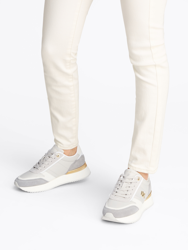 Multi Δερμάτινα Sneakers Με Μεταλλικό Πάνελ  Γυναίκες