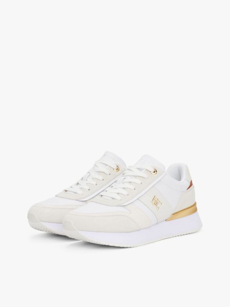 Μπεζ Δερμάτινα Sneakers Με Μεταλλικό Πάνελ  Γυναίκες