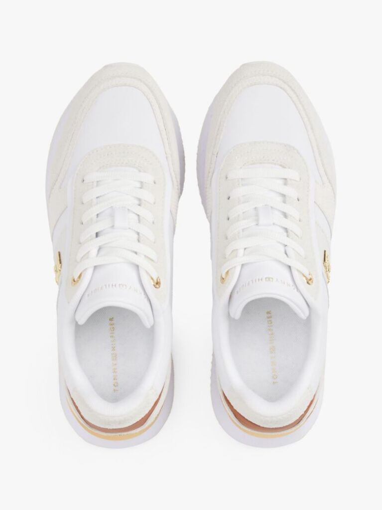 Μπεζ Δερμάτινα Sneakers Με Μεταλλικό Πάνελ  Γυναίκες