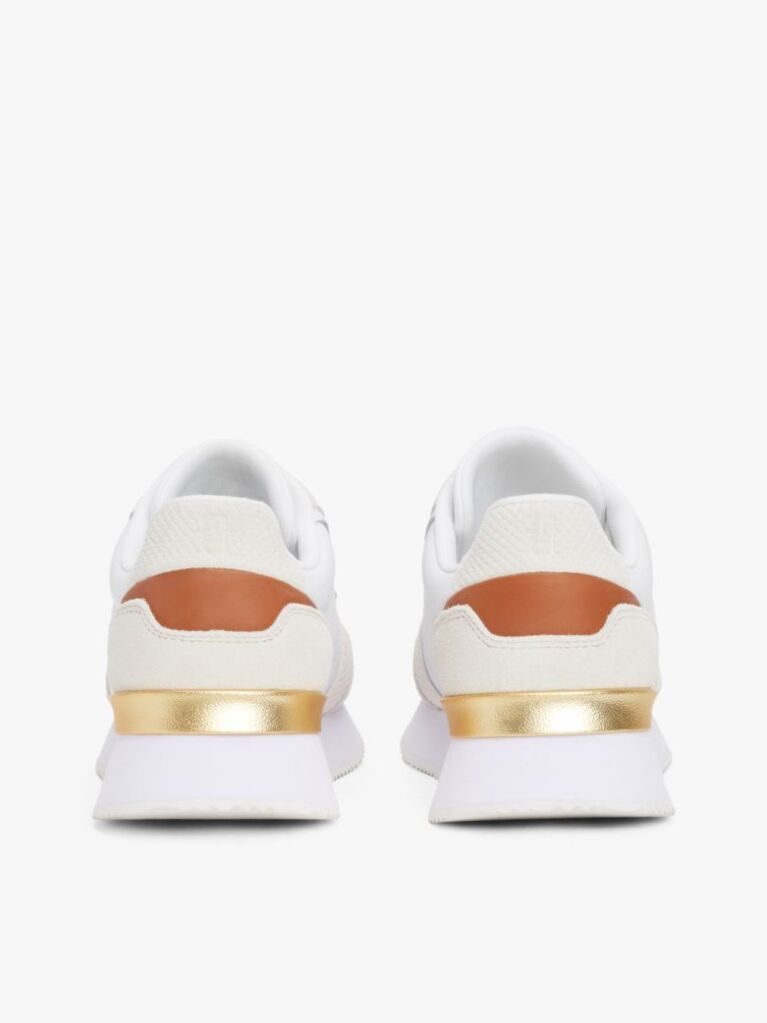 Μπεζ Δερμάτινα Sneakers Με Μεταλλικό Πάνελ  Γυναίκες