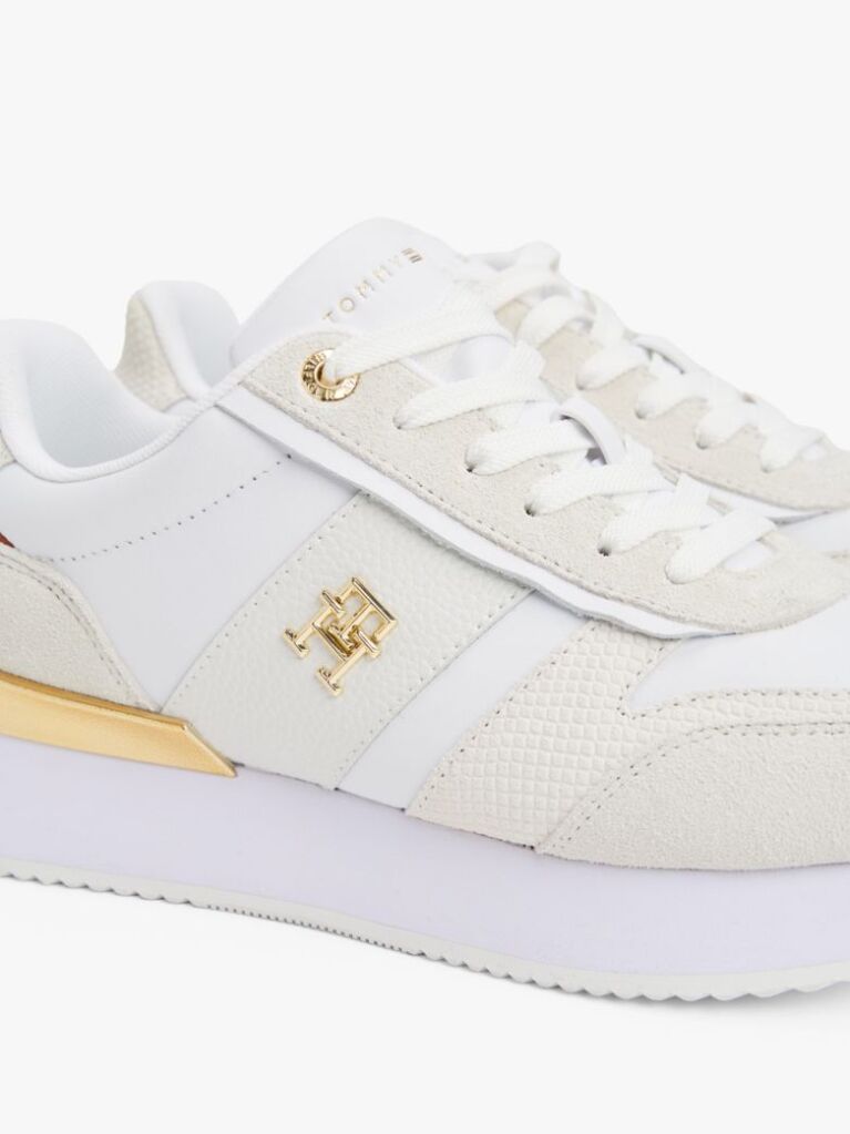 Μπεζ Δερμάτινα Sneakers Με Μεταλλικό Πάνελ  Γυναίκες