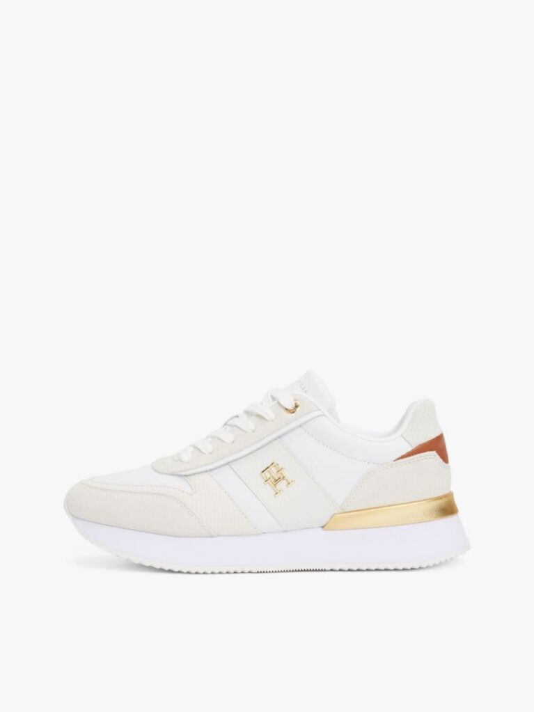 Μπεζ Δερμάτινα Sneakers Με Μεταλλικό Πάνελ  Γυναίκες