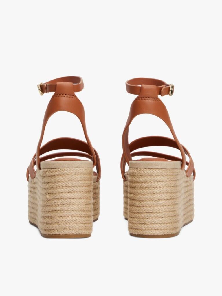 Brown Leather Platform Espadrilles  Women