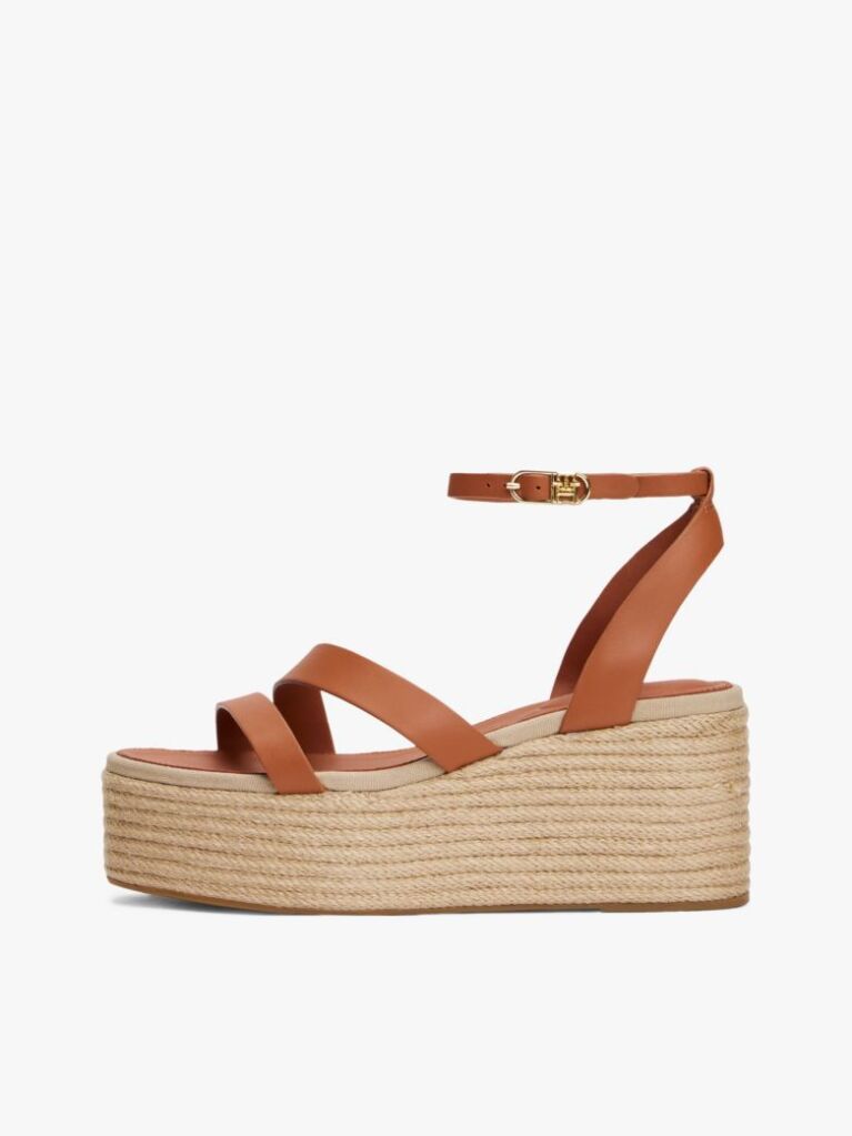 Brown Leather Platform Espadrilles  Women