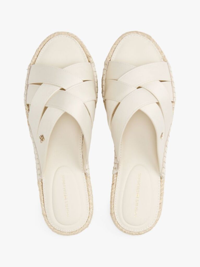 Beige Satin Espadrille Mules  Women