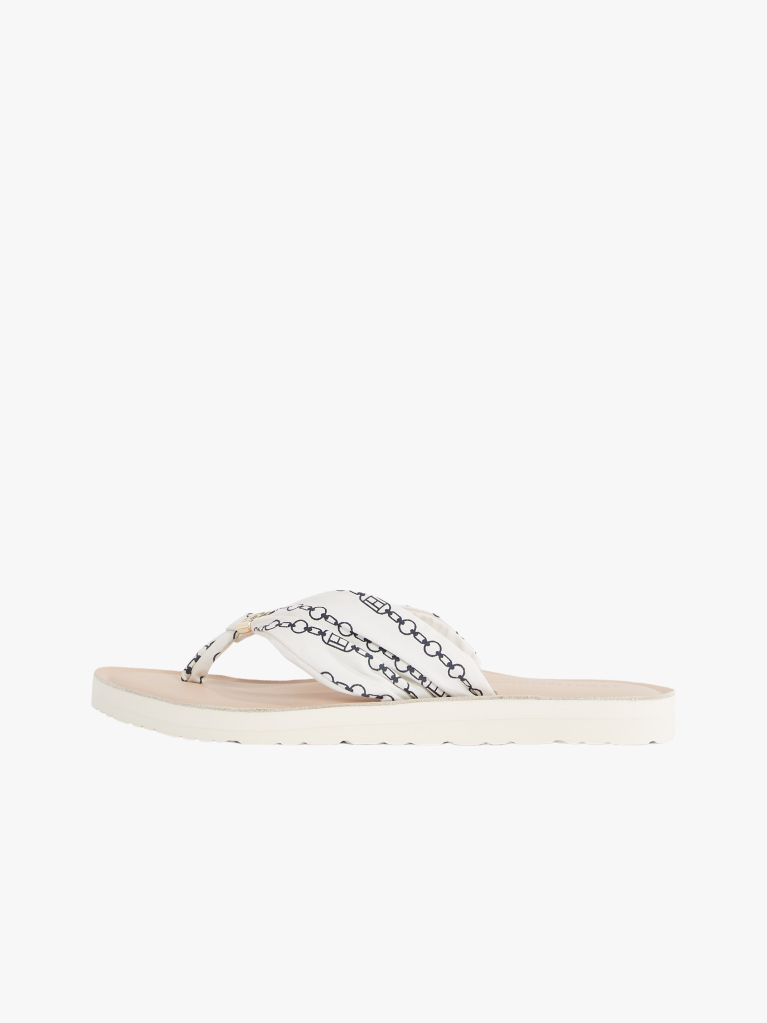 White Elevated Monogram Plaque Flip-Flops  Women