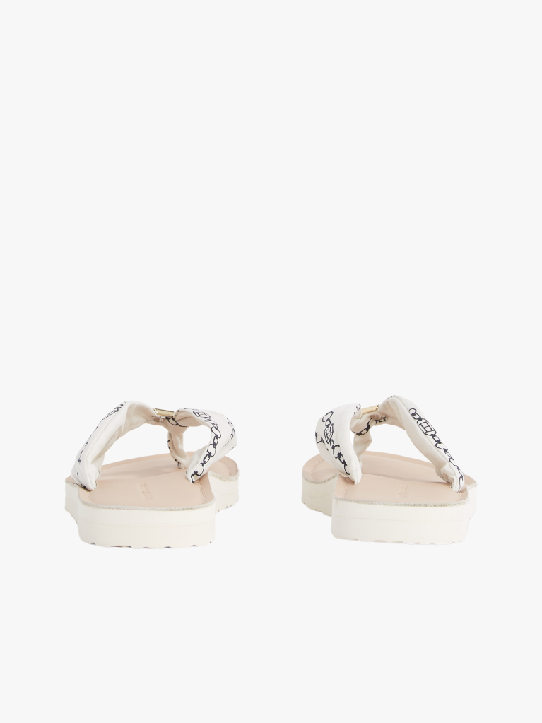 White Elevated Monogram Plaque Flip-Flops  Women