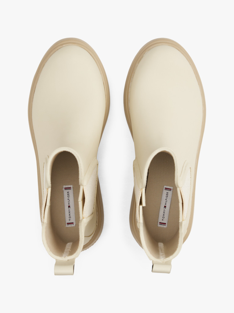 Beige Rubberised Flag Cleat Rain Boots  Women