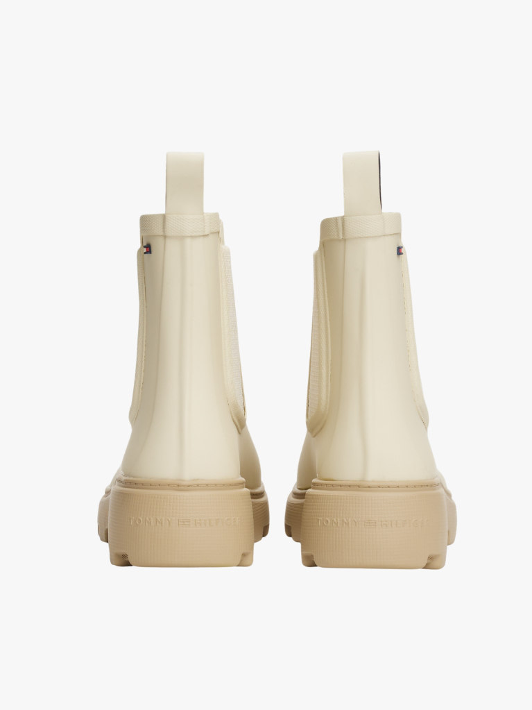 Beige Rubberised Flag Cleat Rain Boots  Women