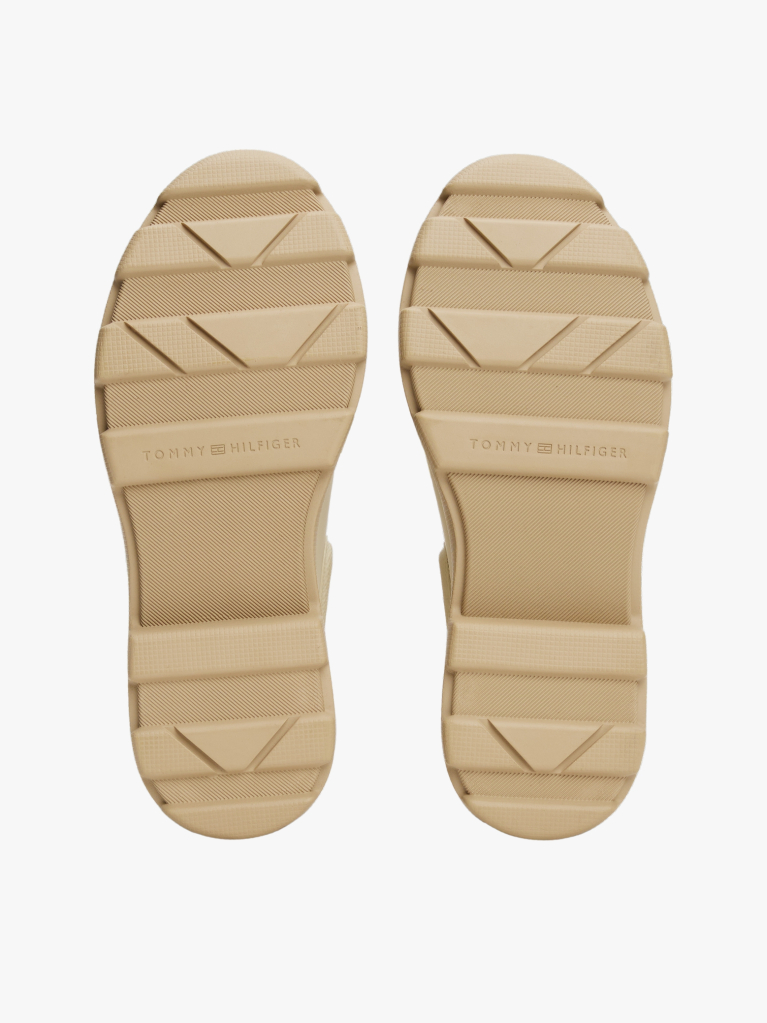 Beige Rubberised Flag Cleat Rain Boots  Women