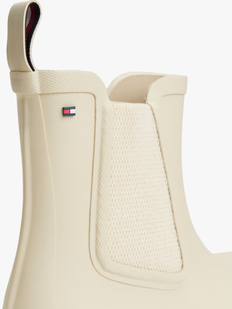 Beige Rubberised Flag Cleat Rain Boots  Women