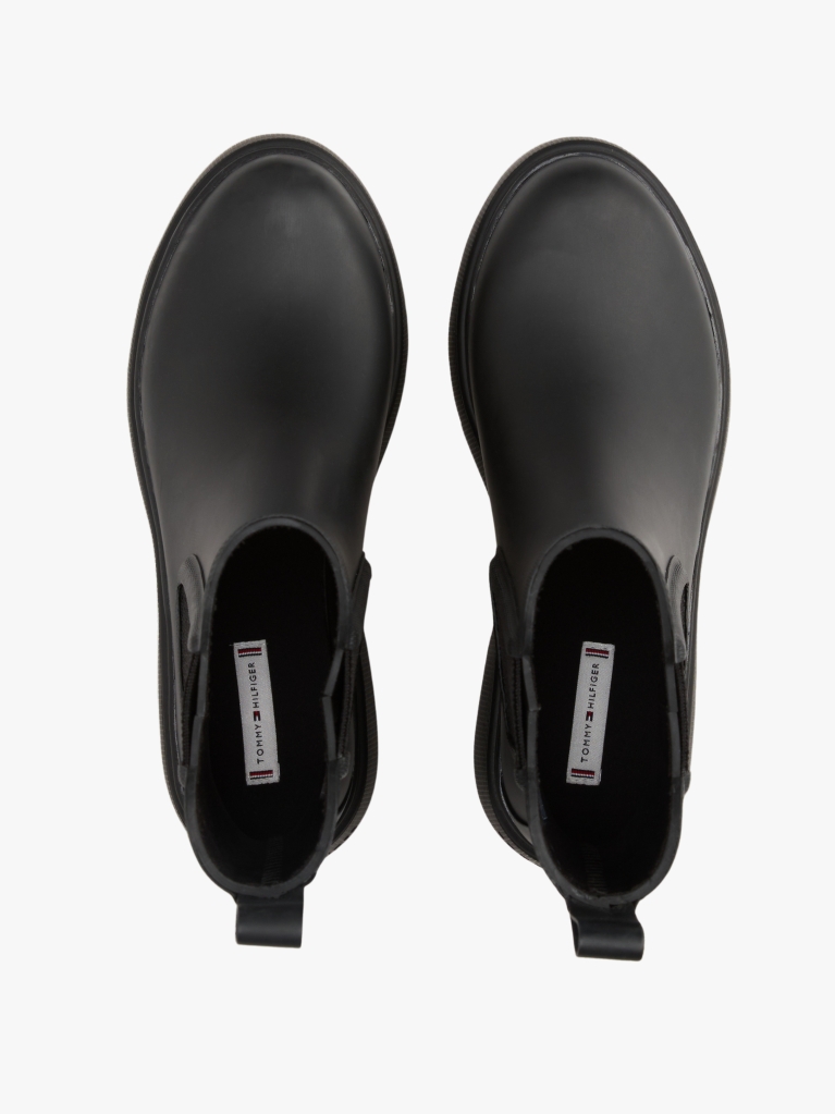 Black Rubberised Flag Cleat Rain Boots  Women