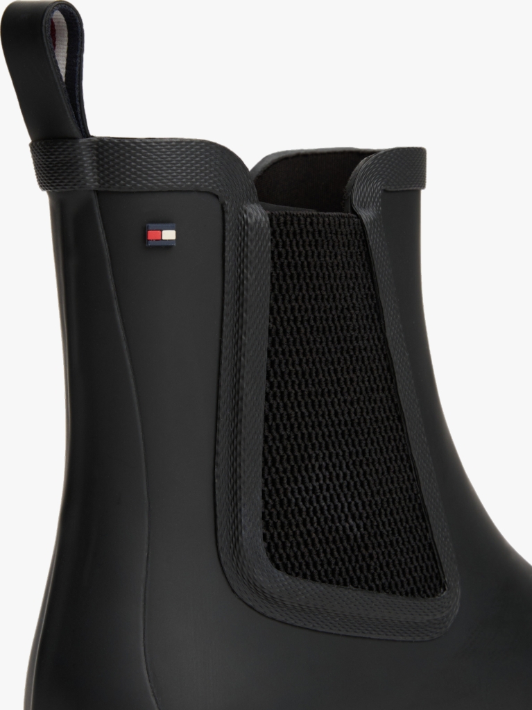 Black Rubberised Flag Cleat Rain Boots  Women