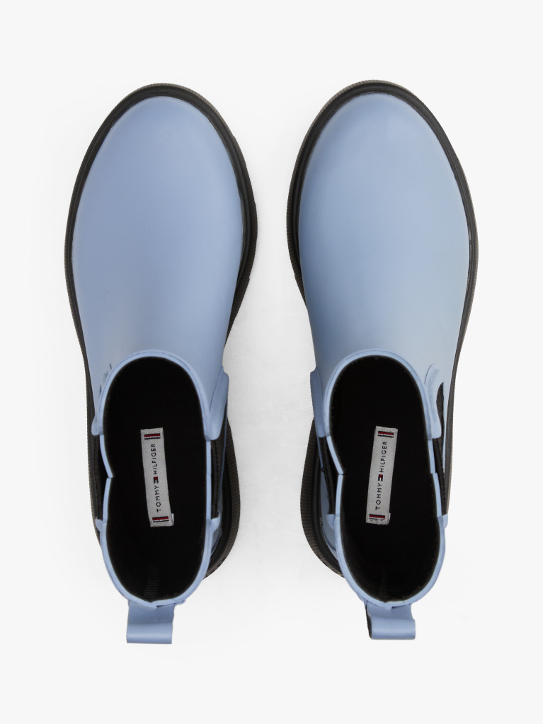 Blue Rubberised Flag Cleat Rain Boots  Women